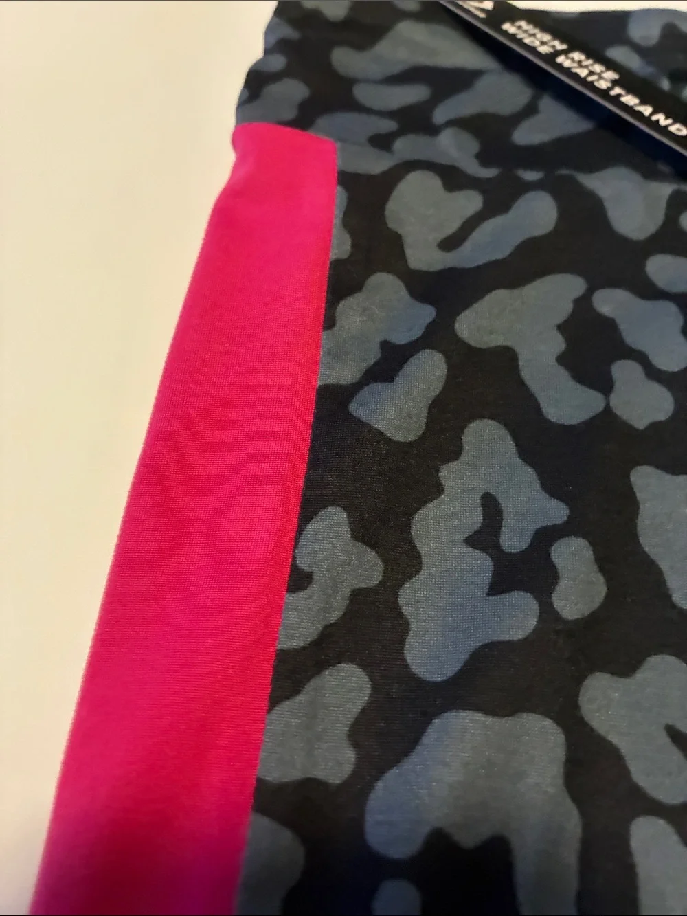 Converse Girls' Black & Gray Leopard Leggings with Pink and Blue Side Stripes
